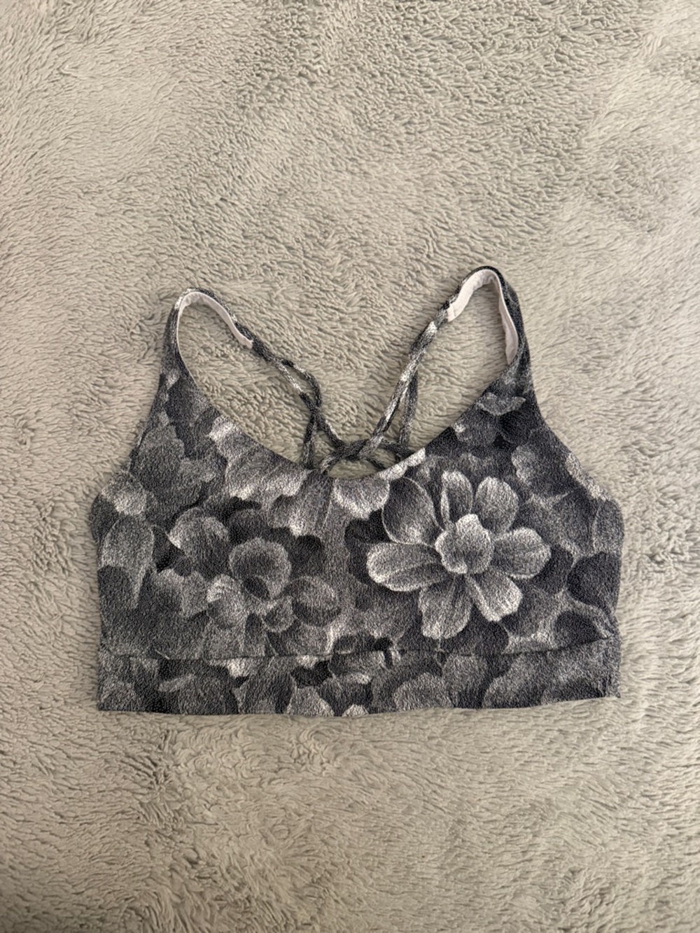 Athleta Floral-Pattern Gray Sports Bra